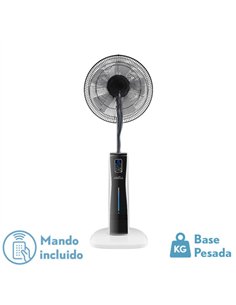 Ventilador De Pie Corvo Blan/negro 3 Vel.75w.5Asp  Nebulizador 125x43x40cm  Remoto Y Temporizador
