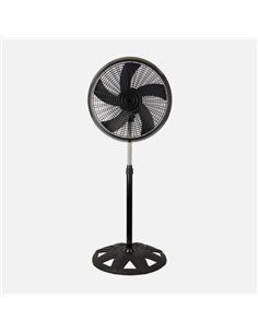 Ventilador De Pie Agudo Negro 3 Vel.65w 5 Aspas Oscilante Y Rotatorio Regx50x50cm 2
