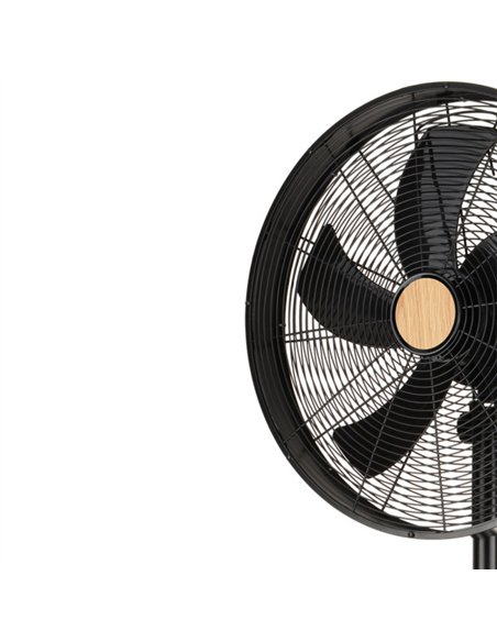 Ventilador De Pie Falcon Negro/haya 3vel.50w.5aspas Oscilante Y Rotatorio Regx45x37cm
