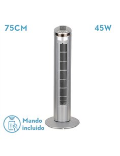 Ventilador De Torre Orbigo Plata 3vel 45w C/remoto  Oscilante Temporizador 75x27x27cm