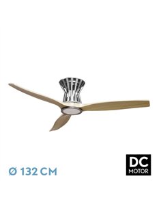 Ventilador Dc Baltir 18w Niquel/haya 3aspas132d Regulable Intensidad 2250lm 3000k