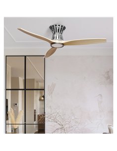 Ventilador Dc Baltir 18w Niquel/haya 3aspas132d Regulable Intensidad 2250lm 3000k 2