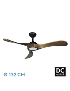 Ventilador Dc Castelo 18w Negro/roble 3aspas 132d Regulable Intensidad 2250lm 3000k