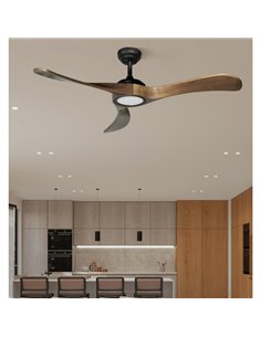 Ventilador Dc Castelo 18w Negro/roble 3aspas 132d Regulable Intensidad 2250lm 3000k 2