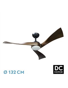 Ventilador Dc Janubi 22w Negro/roble 3aspas132d Regulable Intensidad 2350lm 3000k