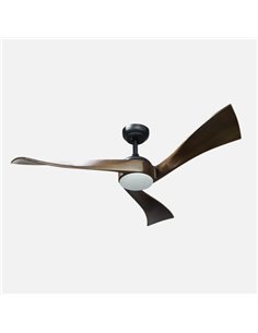 Ventilador Dc Janubi 22w Negro/roble 3aspas132d Regulable Intensidad 2350lm 3000k 2
