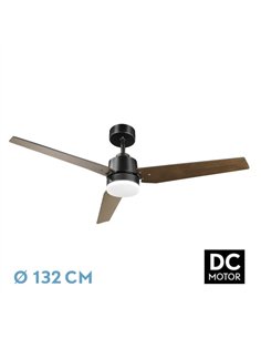 Ventilador Dc Captus 22w Negro 3aspas Negro/roble 132d Reg. Intensidad 2180lm 3000k