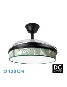 Ventilador Dc Moda 72w Negro/hoja Verde 108d 3aspas 7200lm 3000k