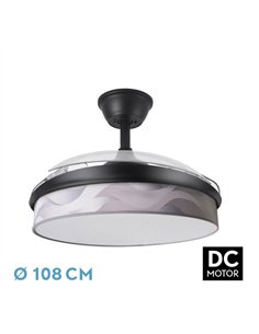 Ventilador Dc Moda 72w Negro/ola Gris 108d 3aspas 7200lm 3000k