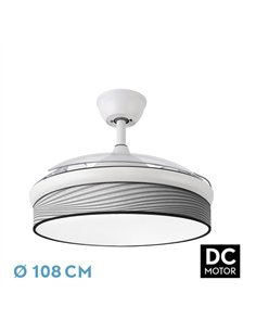 Ventilador Dc Moda 72w Blanco/surco Gris 108d 3aspas 7200lm 3000k