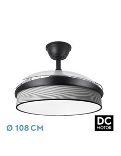 Ventilador Dc Moda 72w Negro/surco Gris 108d 3aspas 7200lm 3000k