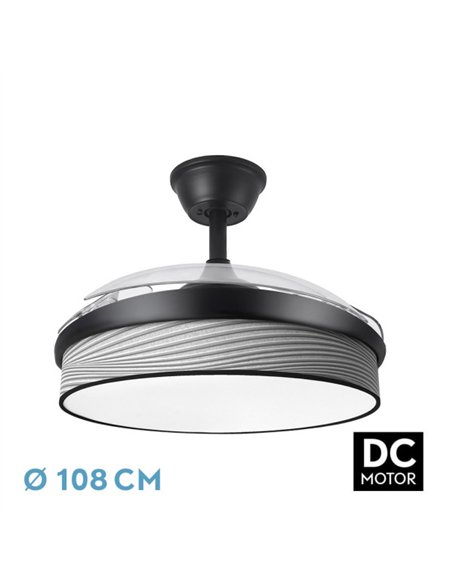 Ventilador Dc Moda 72w Negro/surco Gris 108d 3aspas 7200lm 3000k