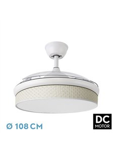 Ventilador Dc Moda 72w Blanco/cañizo Blanco 108d 3aspas 7200lm 3000k