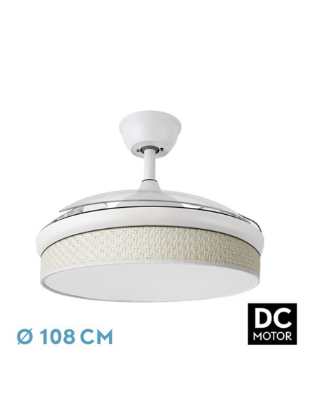 Ventilador Dc Moda 72w Blanco/cañizo Blanco 108d 3aspas 7200lm 3000k