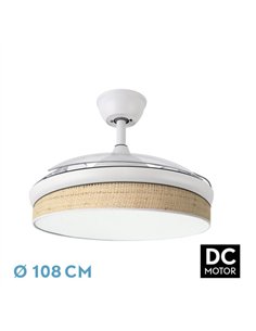 Ventilador Dc Moda 72w Blanco/cañizo Claro 108d 3aspas 7200lm 3000k