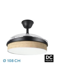Ventilador Dc Moda 72w Negro/cañizo Claro 108d 3apas 7200lm 3000k
