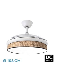 Ventilador Dc Moda 72w Blanco/cañizo Oscuro 108d 3aspas 7200lm 3000k