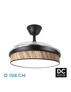 Ventilador Dc Moda 72w Negro/cañizo Oscuro 108d 3aspas 7200lm 3000k