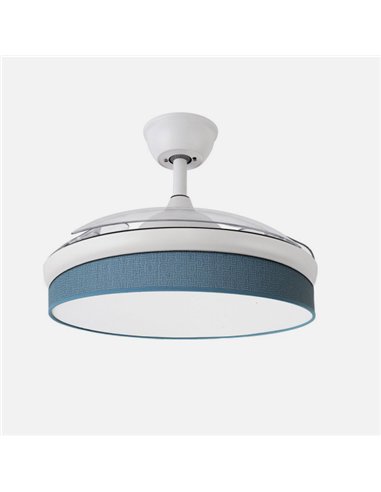Ventilador Dc Moda 72w Blanco/azul 108d 3aspas 7200lm 3000k,4000k,6000k Remoto+memoria+temporizador