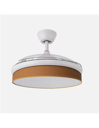 Ventilador Dc Moda 72w Blanco/naranja 108d 3aspas 7200lm 3000-4000-6000k Remoto+memoria+temporizador