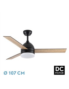 Ventilador Dc Legio 26w Negro 3aspas negro/roble 107d 2950lm 3000-4000-6000k Remoto+memoria+temporizador 2