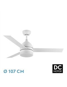Ventilador Dc Legio 26w Blanco 3aspas Blanco/haya 107d 2950lm 3000-4000-6000k Remoto+memoria+temporizador 2