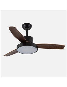 Ventilador Dc Kavala 48w Negro 3aspas Roble 112d 6velocidades 4078lm 3000-4000-6000k Remoto+memoria+temporizador 2