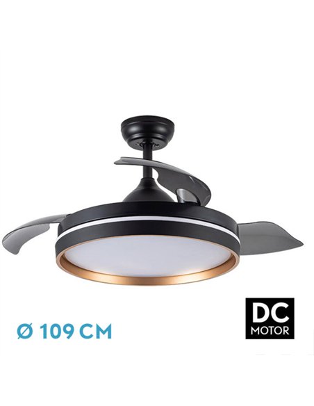 Ventilador Dc Nalon 72w Negro/oro 3aspas 109d 7200l 6vel 3000k