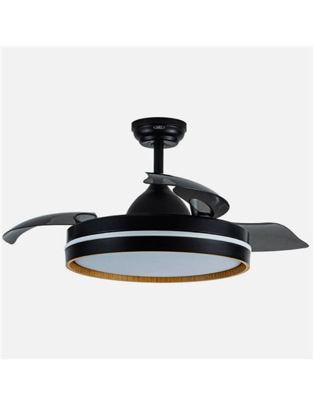 Ventilador Dc Nalon 72w Negro/madera Oscura 3aspas109d 7200lm 3000k,4500k,6000k Remoto+memoria+temporizador
