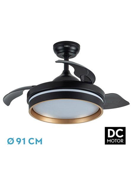 Ventilador Dc Nalon 48w Negro/oro 3aspas 91d 4800lm 6vel 3000k