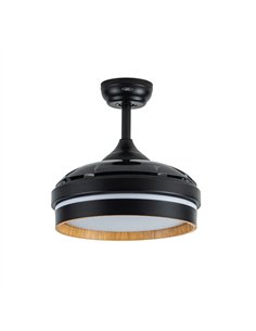 Ventilador Dc Nalon 48w Negro/madera oscura 3aspas 91d 4800lm 3000-4500-6000k Remoto+memoria+temporizador 2