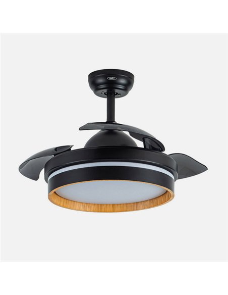 Ventilador Dc Nalon 48w Negro/madera oscura 3aspas 91d 4800lm 3000-4500-6000k Remoto+memoria+temporizador