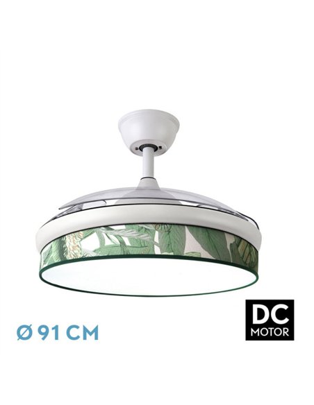 Ventilador Dc Moda 72w Blanco/hoja Verde 91d 3aspas 7200lm 3000k