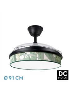 Ventilador Dc Moda 72w Negro/hoja Verde 91d 3aspas 7200lm 3000k