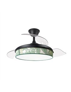 Ventilador Dc Moda 72w Negro/hoja Verde 91d 3aspas 7200lm 3000k 2