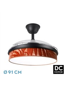 Ventilador Dc Moda 72w Negro/hoja Caldera  91d 3aspas 7200lm 3000k