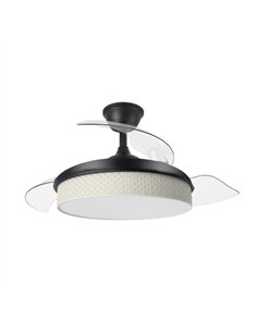 Ventilador Dc Moda 72w Negro/cañizo Blanco 91d 3aspas 7200lm 3000-4000-6000k Remoto+ Memoria+ Temporizador 2
