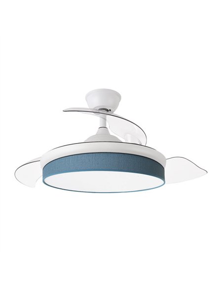 Ventilador Dc Moda 72w Blanco/azul 91d 3aspas 7200lm 3000-4000-6000k Remoto+ Memoria+ Temporizador