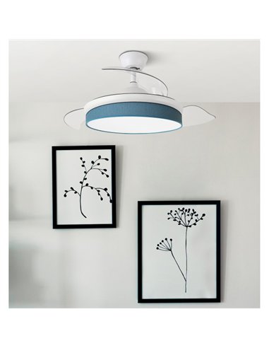 Ventilador Dc Moda 72w Blanco/azul 91d 3aspas 7200lm 3000-4000-6000k Remoto+ Memoria+ Temporizador
