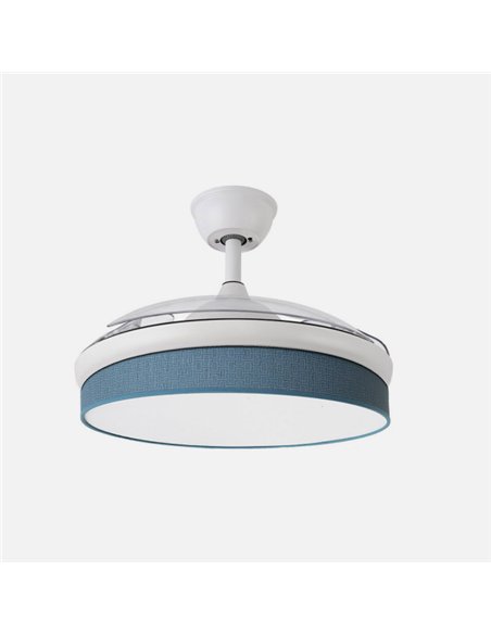 Ventilador Dc Moda 72w Blanco/azul 91d 3aspas 7200lm 3000-4000-6000k Remoto+ Memoria+ Temporizador