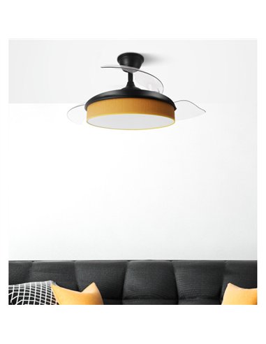 Ventilador Dc Moda 72w Negro/naranja 91d 3aspas 7200lm 3000-4000-6000k Remoto+ Memoria+ Temporizador