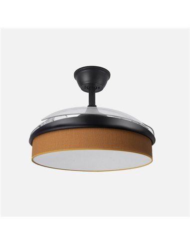 Ventilador Dc Moda 72w Negro/naranja 91d 3aspas 7200lm 3000-4000-6000k Remoto+ Memoria+ Temporizador