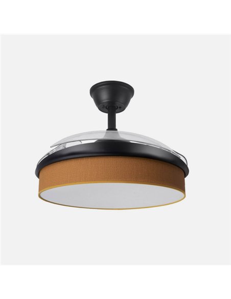 Ventilador Dc Moda 72w Negro/naranja 91d 3aspas 7200lm 3000-4000-6000k Remoto+ Memoria+ Temporizador