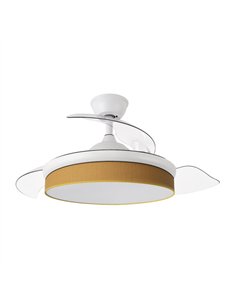 Ventilador Dc Moda 72w Blanco/amarillo 91d 3aspas 7200lm 3000-4000-6000k Remoto+ Memoria+ Temporizador 2