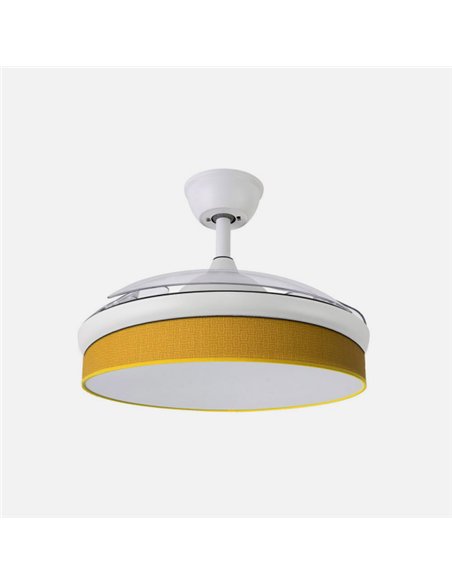 Ventilador Dc Moda 72w Blanco/amarillo 91d 3aspas 7200lm 3000-4000-6000k Remoto+ Memoria+ Temporizador