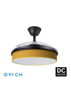 Ventilador Dc Moda 72w Negro/amarillo 91d 3aspas 7200lm 3000-4000-6000k Remoto+ Memoria+ Temporizador