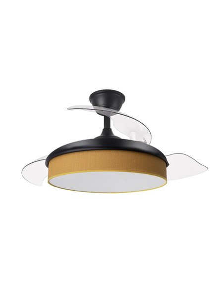 Ventilador Dc Moda 72w Negro/amarillo 91d 3aspas 7200lm 3000-4000-6000k Remoto+ Memoria+ Temporizador