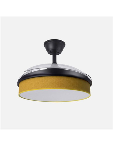 Ventilador Dc Moda 72w Negro/amarillo 91d 3aspas 7200lm 3000-4000-6000k Remoto+ Memoria+ Temporizador