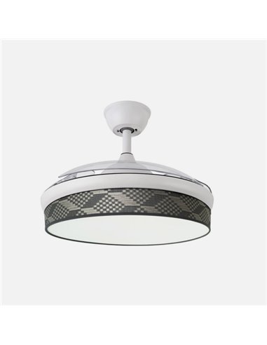 Ventilador Dc Moda 72w Blanc/tetris Gris 91d 3asp 7200lm 3000-4000-6000k Remoto+ Memoria+ Temporizador