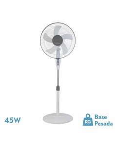 Ventilador De Pie Belmonte Blanco/gris 3 Vel.45w 5aspas Orientable